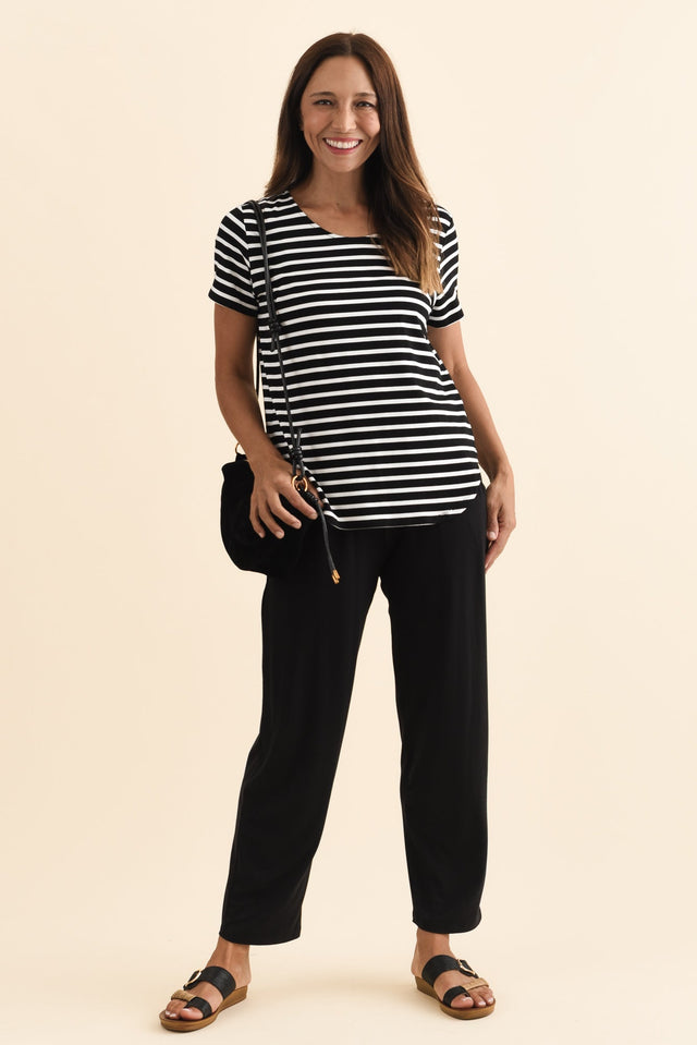 Janis Black Stripe Bamboo Tee,Brunette model,alt text|model:Cara image 5