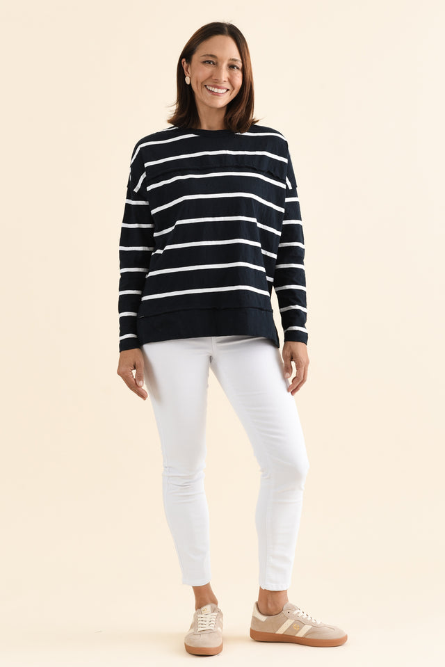 Jayne Navy Stripe Cotton Throw On Top banner image
