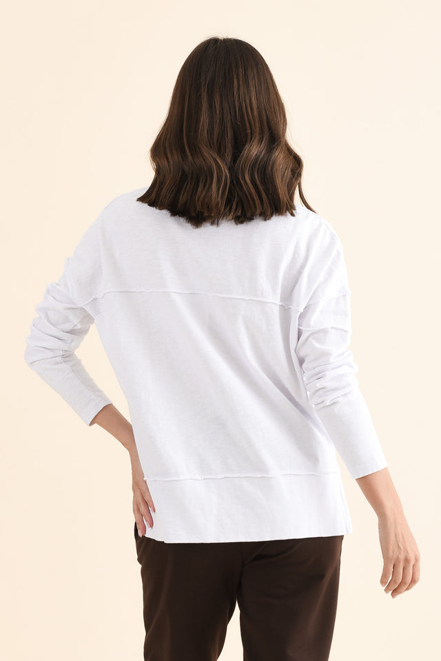 Jayne White Cotton Throw On Top,Back,Brunette model,alt text|model:MJ image 6