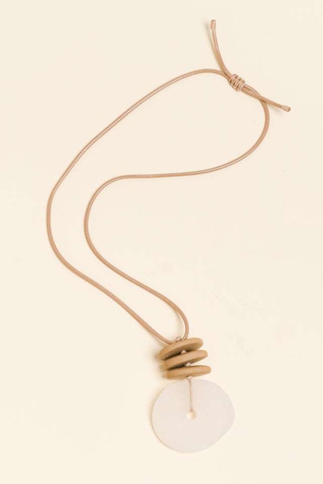Jean White Resin Pendant Necklace