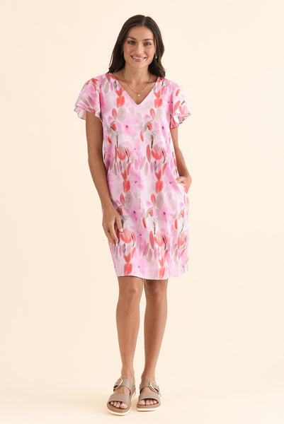 Jemma Pink Floral Cotton Ruffle Dress - Blue Bungalow AU