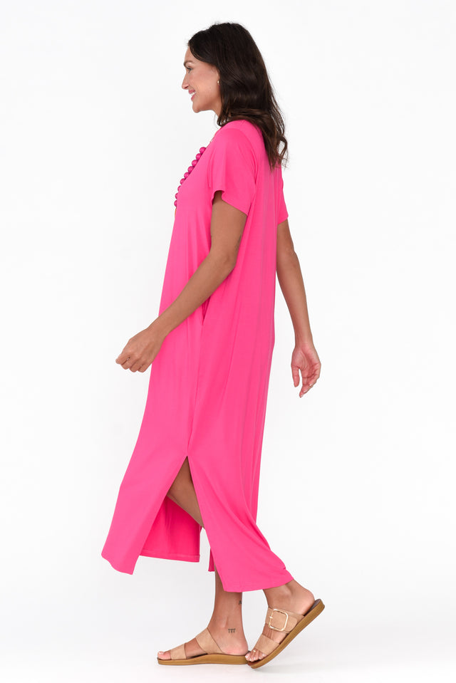 Jena Hot Pink Bamboo Maxi Dress