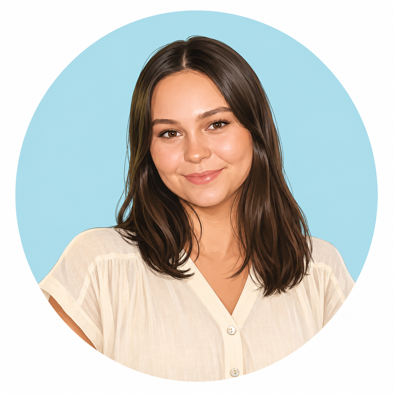 AI Cartoon Image of Blue Bungalow writer Jenna