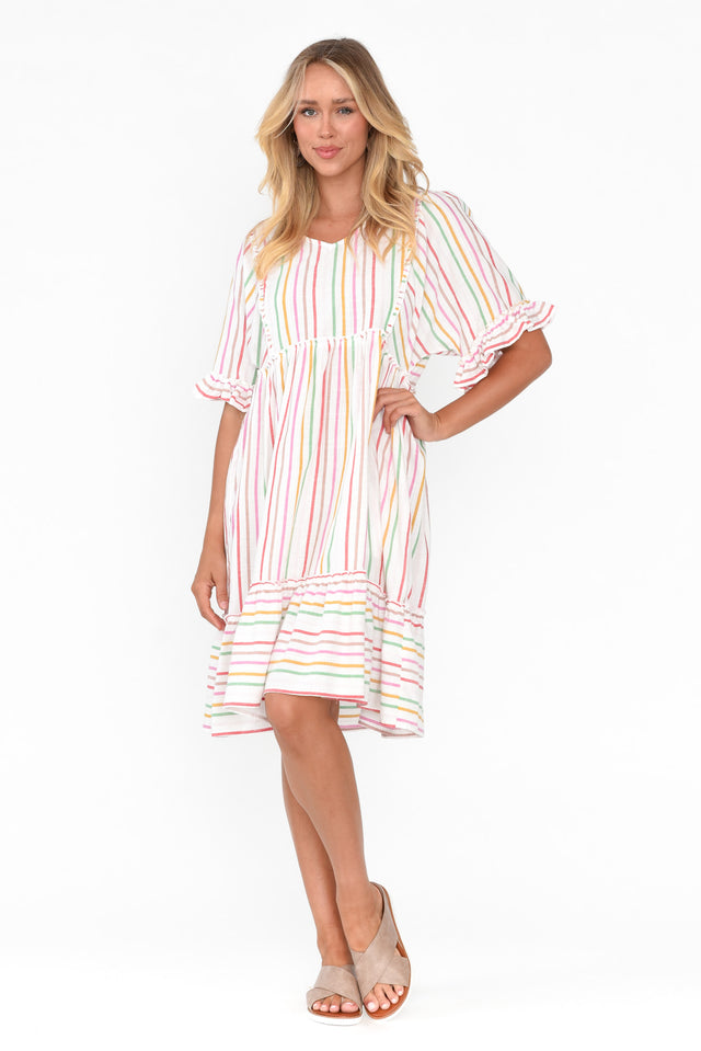 Jesper Multi Stripe Cotton Frill Dress image 3