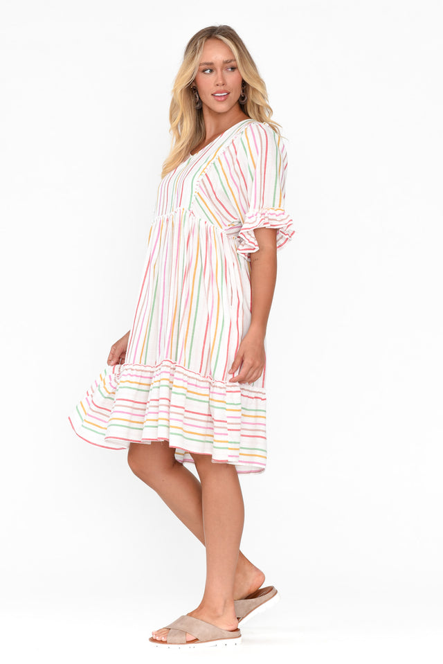 Jesper Multi Stripe Cotton Frill Dress image 4