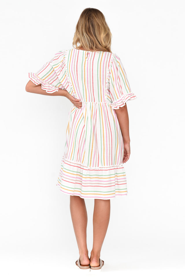 Jesper Multi Stripe Cotton Frill Dress image 5
