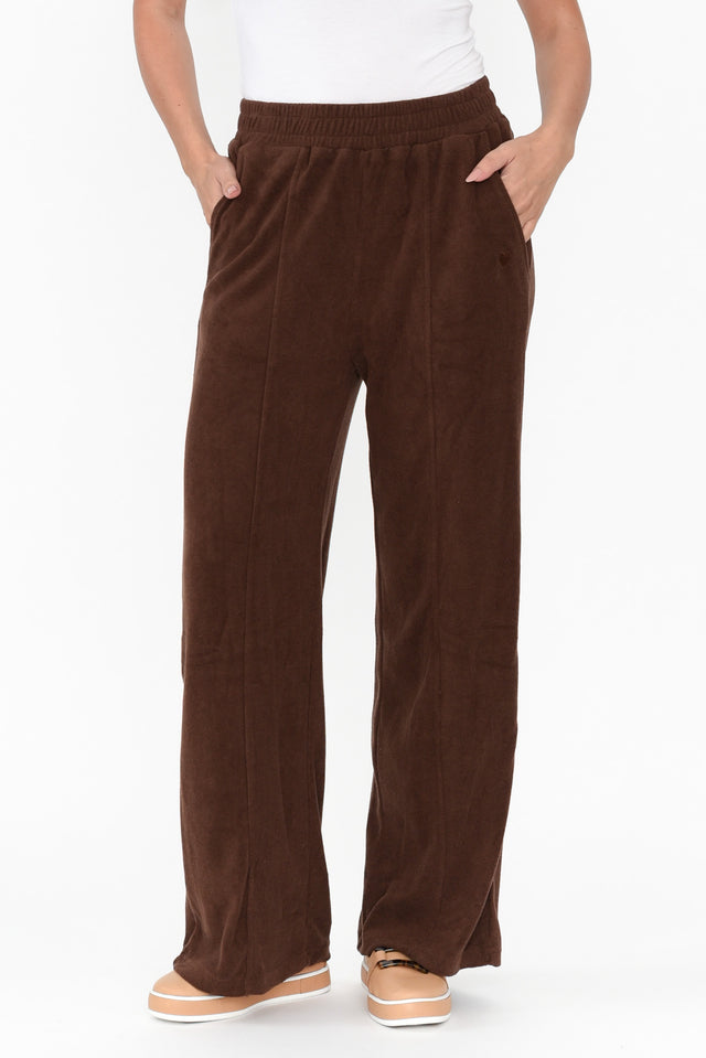 Jessa Chocolate Terry Pants length_Full rise_Mid print_Plain colour_Brown PANTS   alt text|model:MJ;wearing:S/M