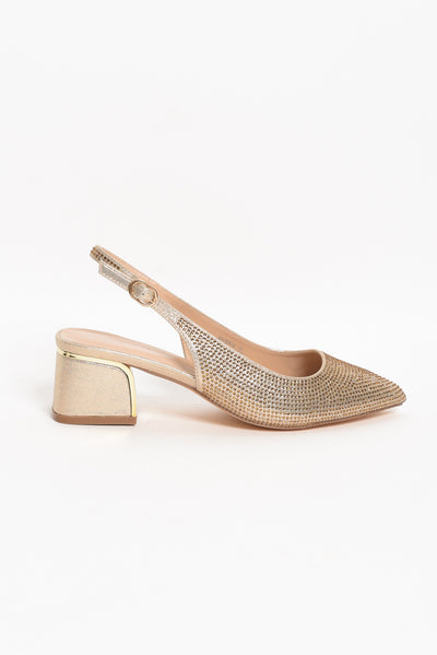 Jester Gold Diamante Slingback Heel