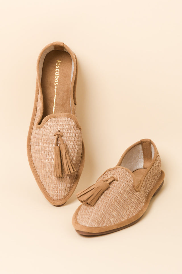 Jia Camel Raffia Tassel Loafer