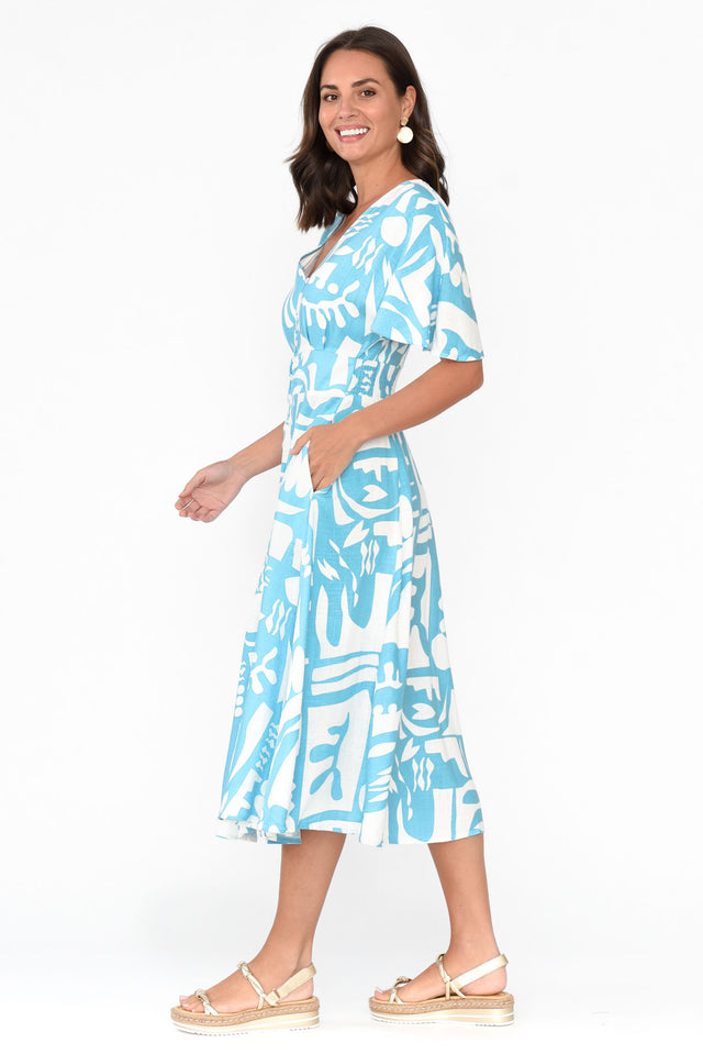 Joel Blue Abstract Button Dress image 4