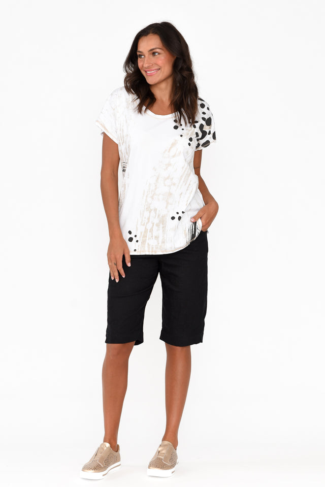 Asha Black Cotton Blend Drawstring Shorts image 2