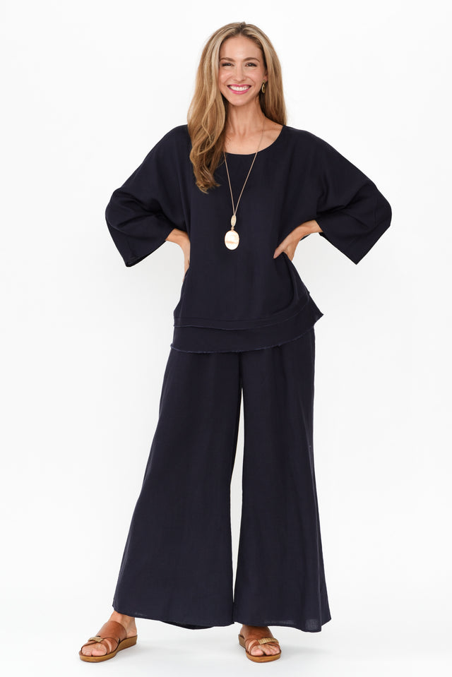 Emeline Navy Wide Leg Pants