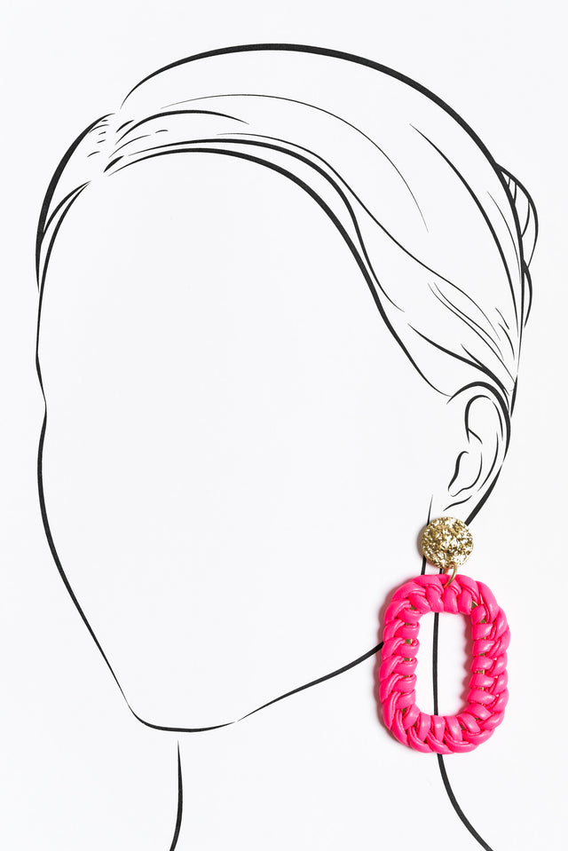 Jones Pink Braided Rectangle Earrings