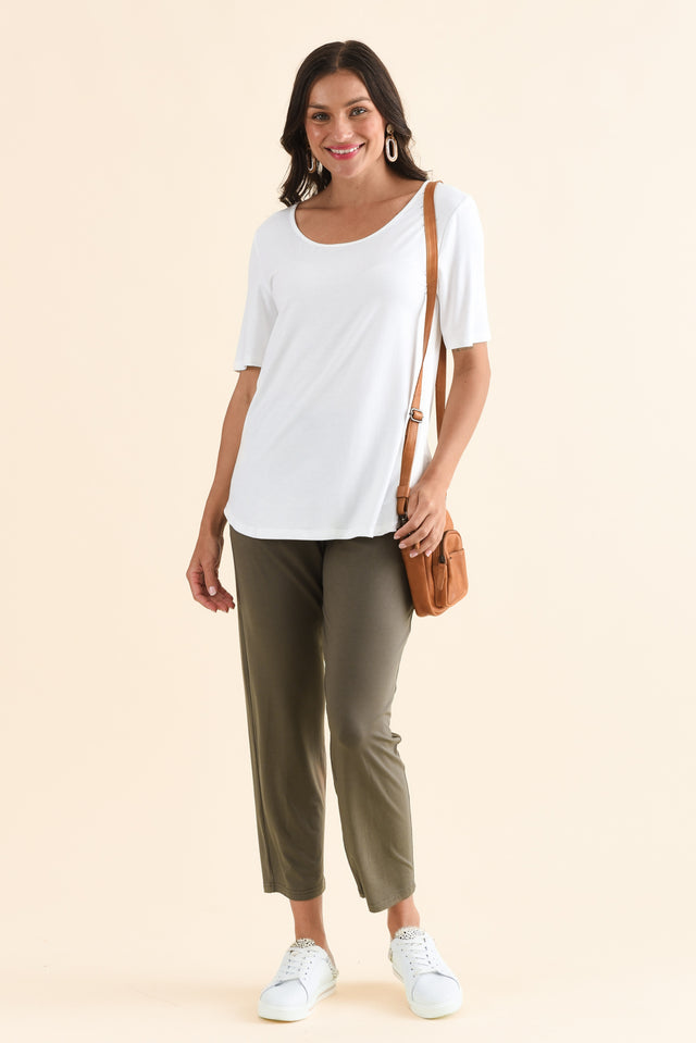 Kennedy Khaki Stretch Pocket Pants,Full Body,Brunette model,alt text|model:Brontie image 2
