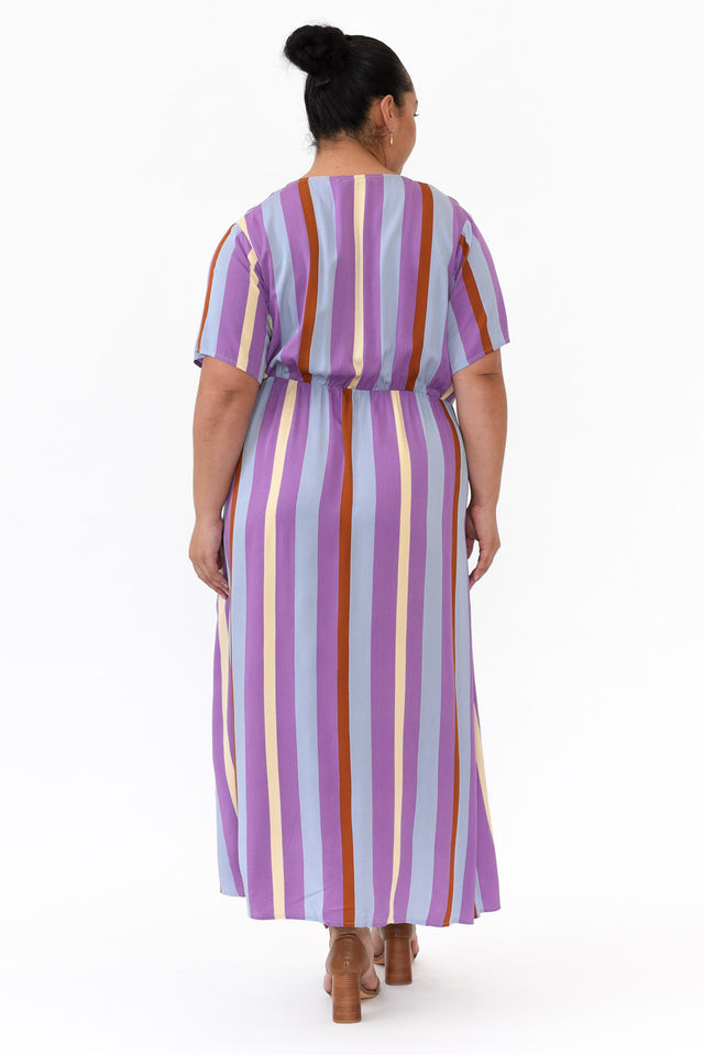 Joy Purple Stripe Elastic Waist Dress image 10