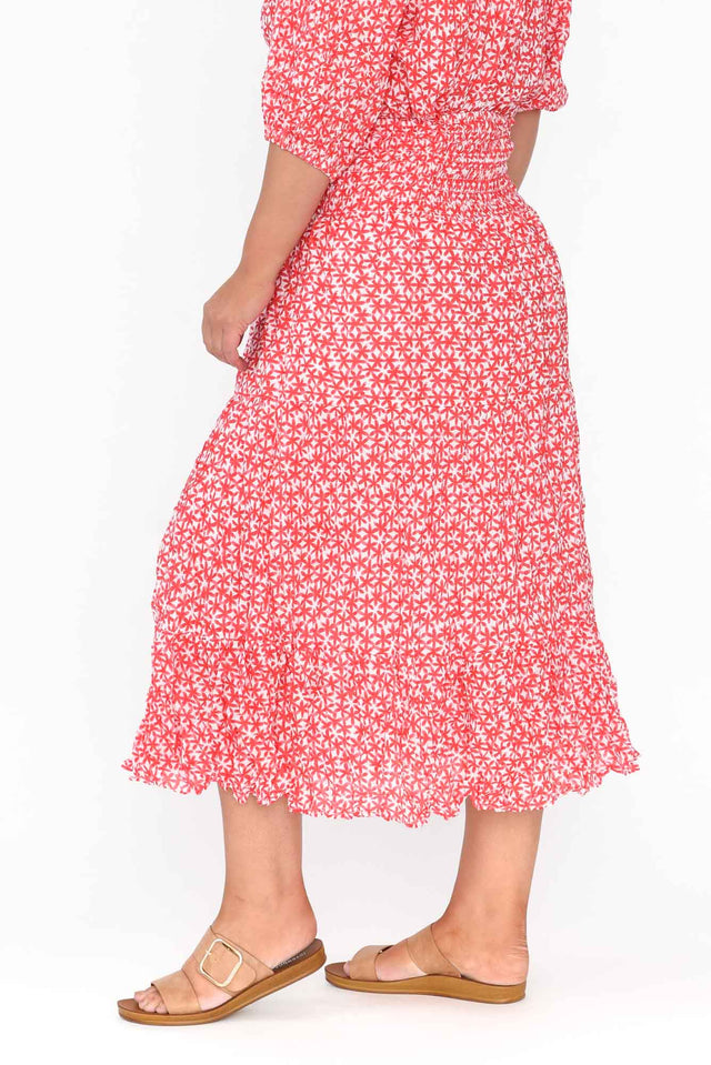 Jude Red Flower Crinkle Cotton Skirt image 9