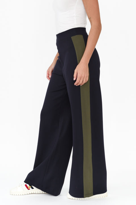 comfort fit pants - peacock blue stripes