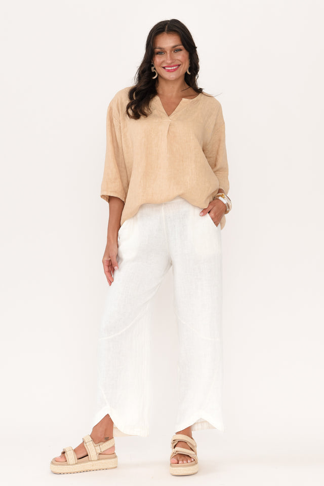 Boston Cream Linen Pocket Pants,Brunette model,alt text|model:Brontie image 3