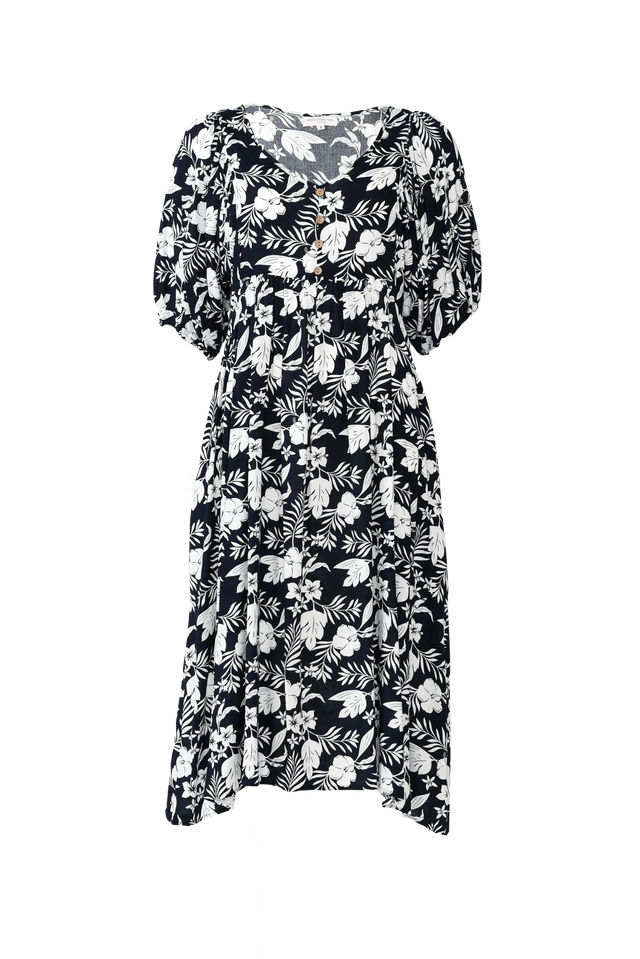 Kacey Navy Garden Button Dress