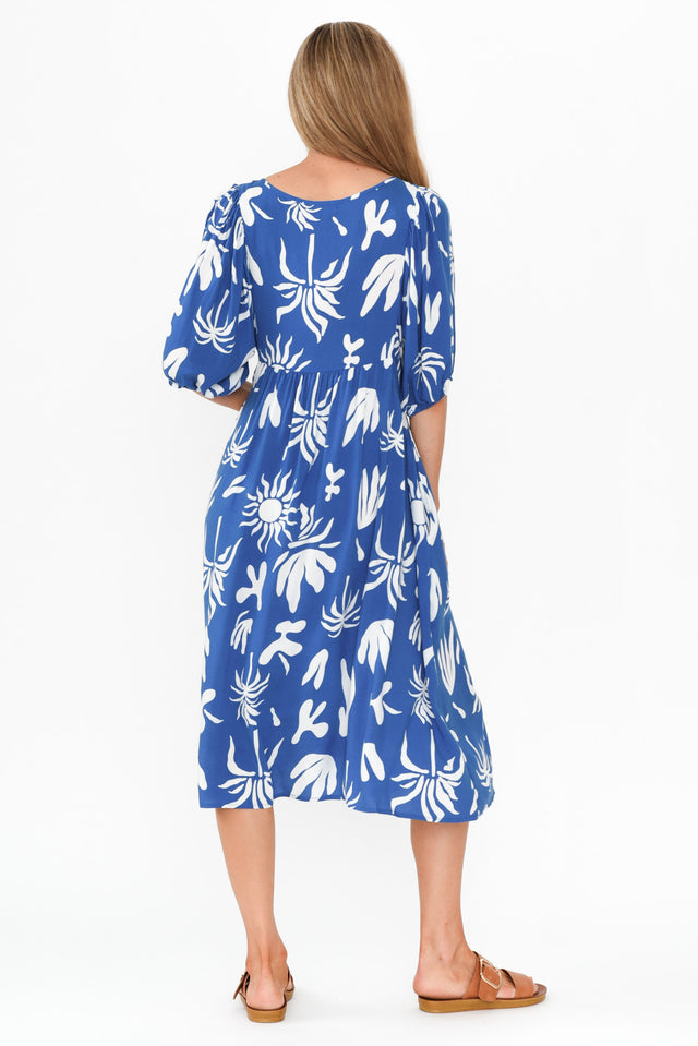 Kacey Blue Tropical Button Dress image 5