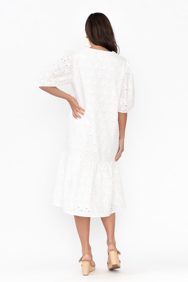 Kailey White Embroidered Cotton Dress image 4