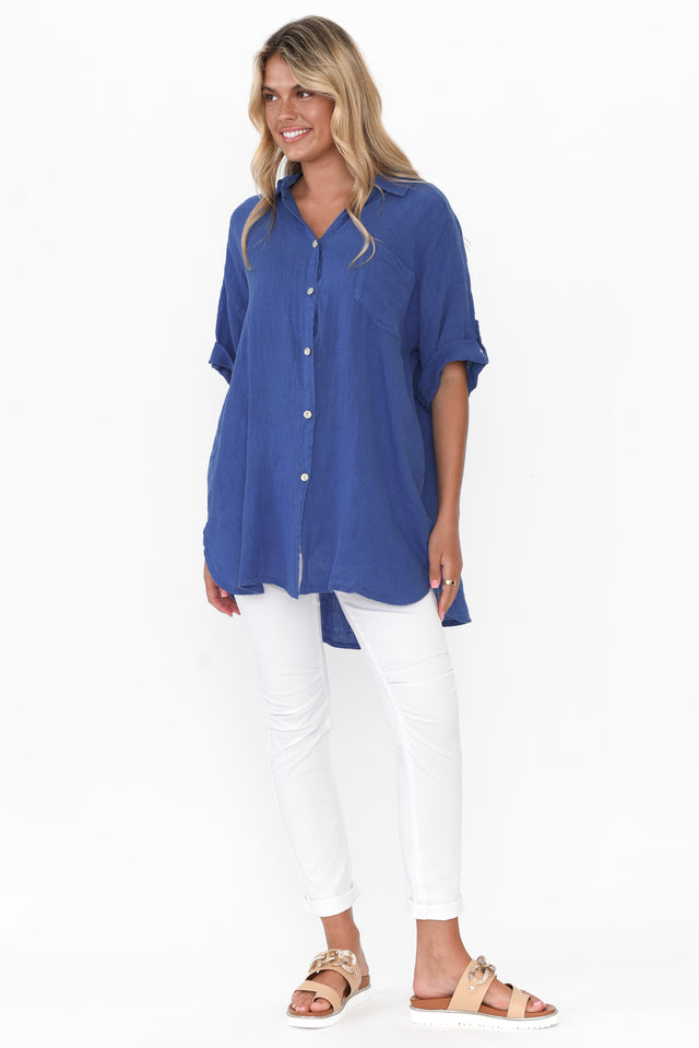 Kakadu Blue Linen Button Shirt image 6