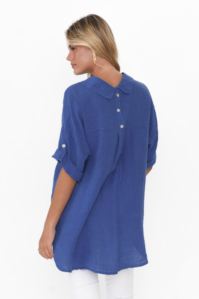 Kakadu Blue Linen Button Shirt image 4