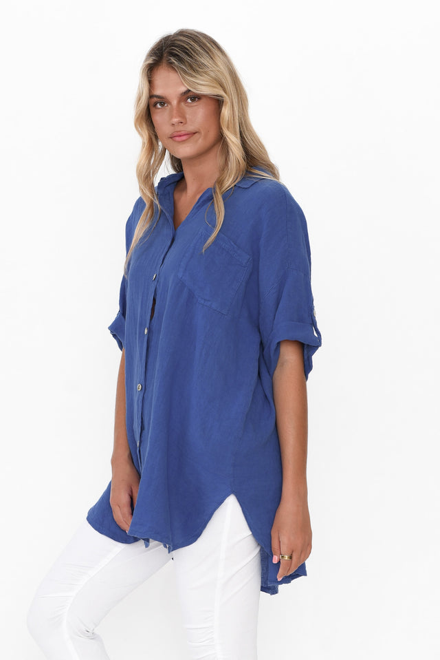 Kakadu Blue Linen Button Shirt image 5