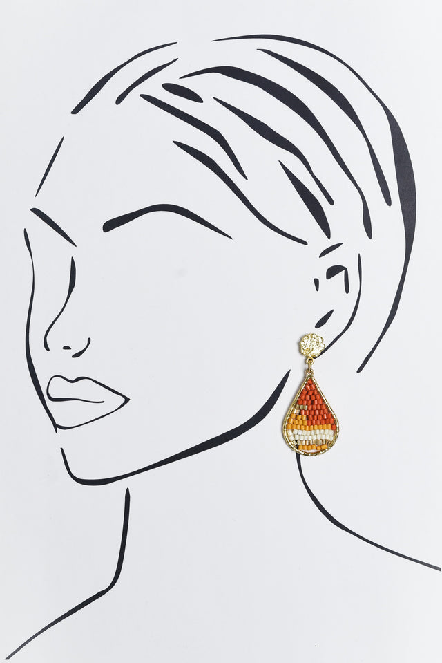 Kamalia Orange Beaded Earrings