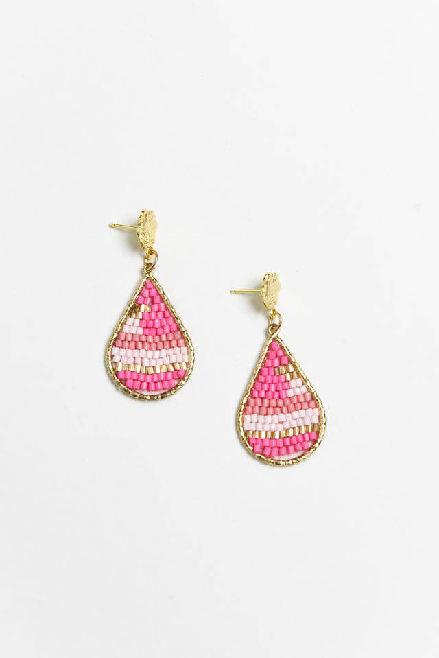 Kamalia Pink Beaded Earrings