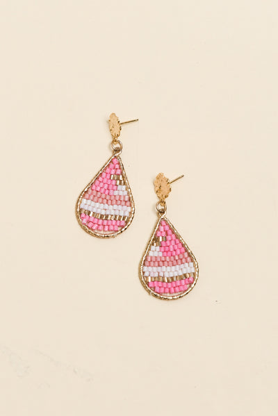 Kamalia Pink Beaded Earrings