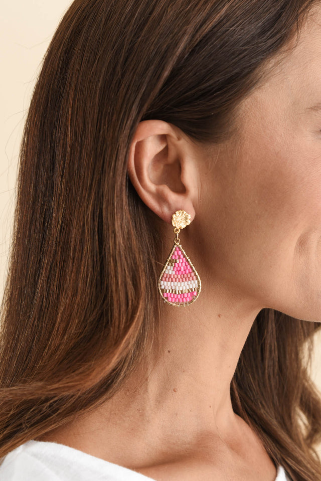 Kamalia Pink Beaded Earrings image 2