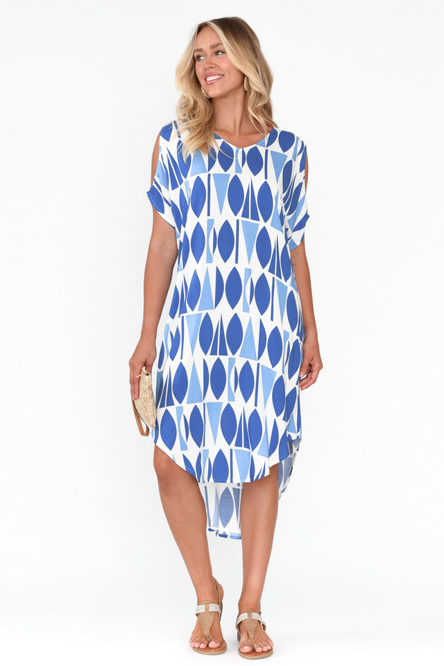 Kamryn Blue Abstract Kaftan Dress
