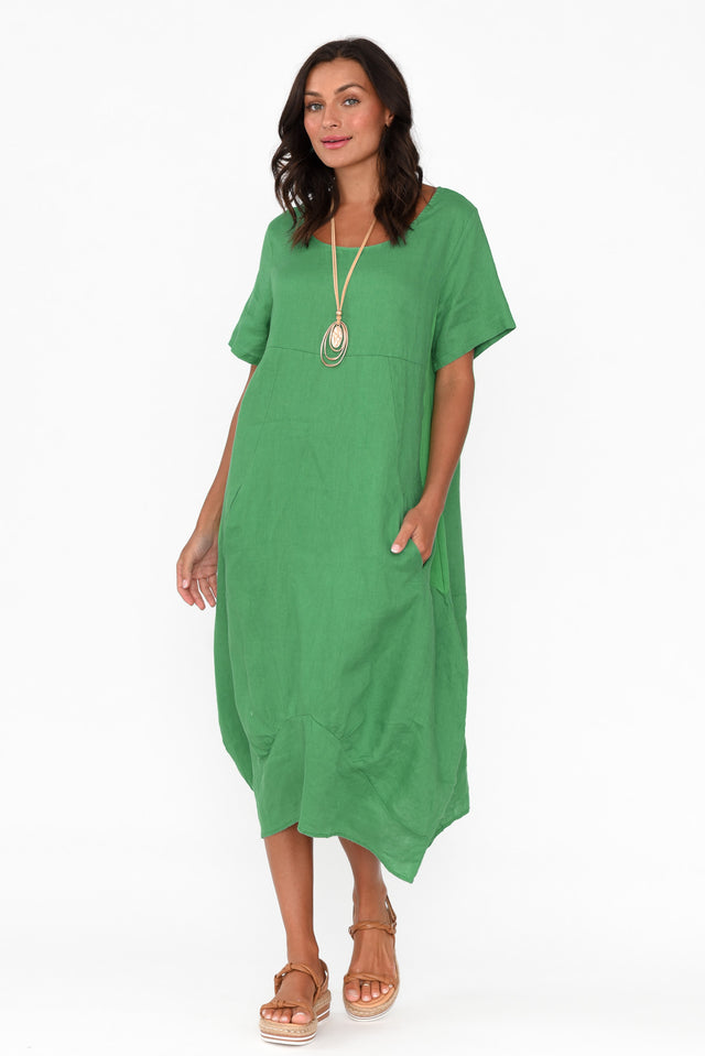 Kandace Emerald Linen Pocket Dress thumbnail 2