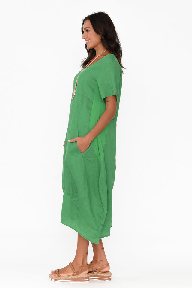 Kandace Emerald Linen Pocket Dress image 3