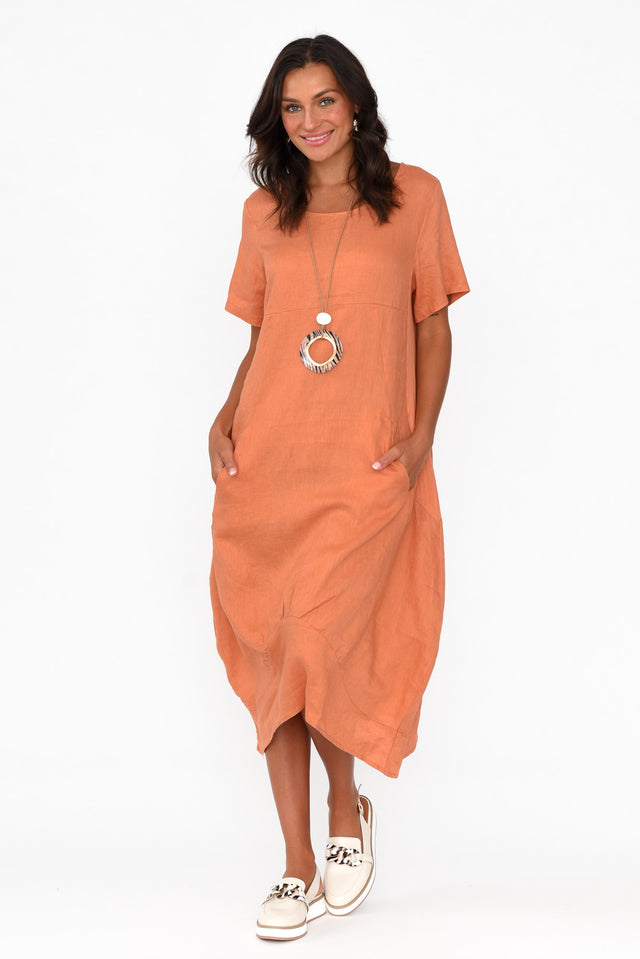 Kandace Orange Linen Pocket Dress banner image