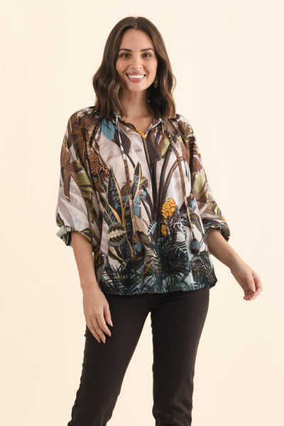 Katene Brown Jungle Tassel Top,Brunette model,alt text|model:MJ