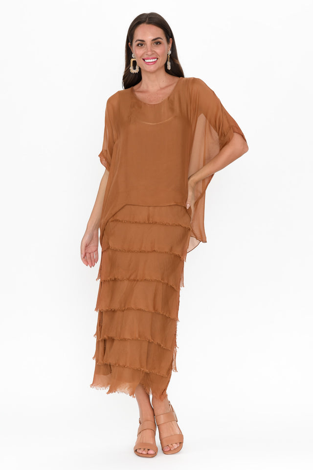 Katerina Bronze Silk Overlay Maxi Dress image 2