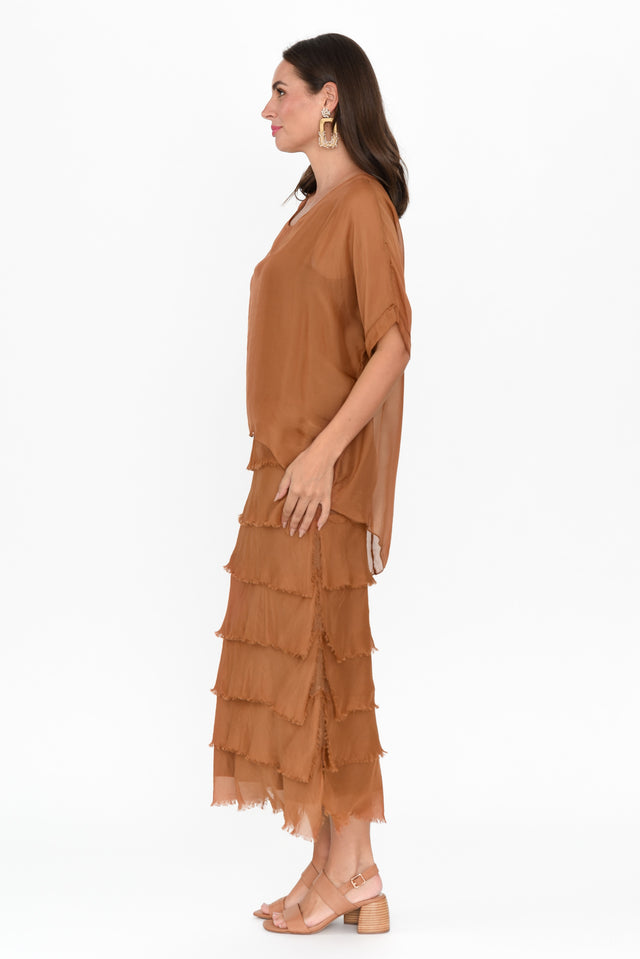 Katerina Bronze Silk Overlay Maxi Dress image 3
