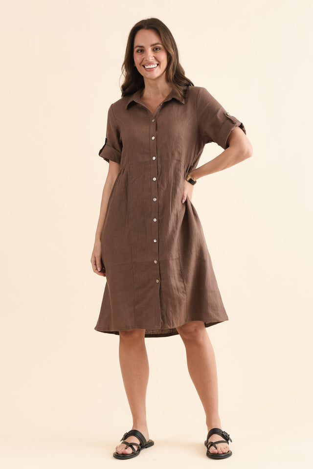 Kathy Brown Linen Shirt Dress banner image