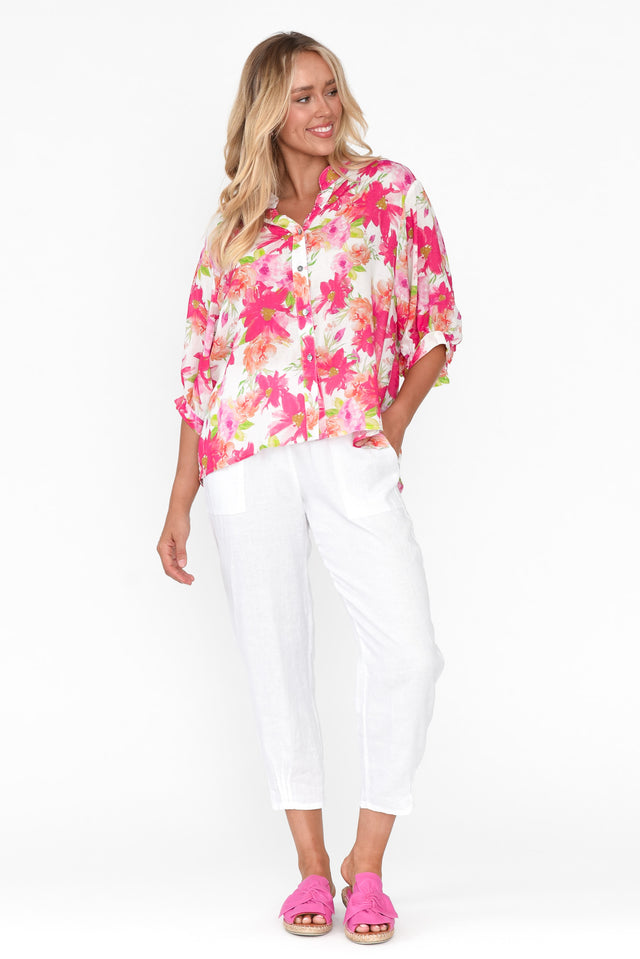 Katiya Pink Bloom Linen Shirt