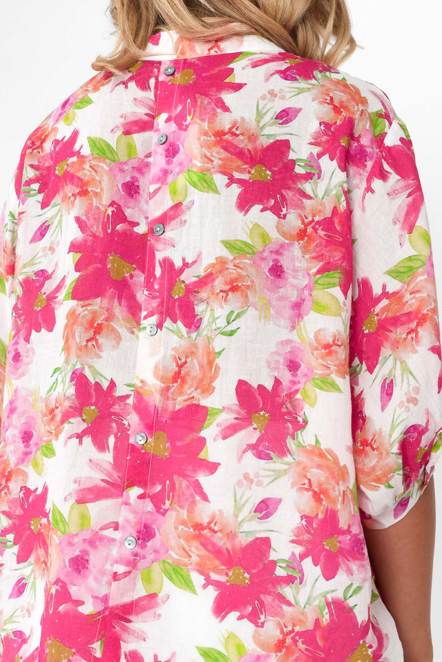 Katiya Pink Bloom Linen Shirt