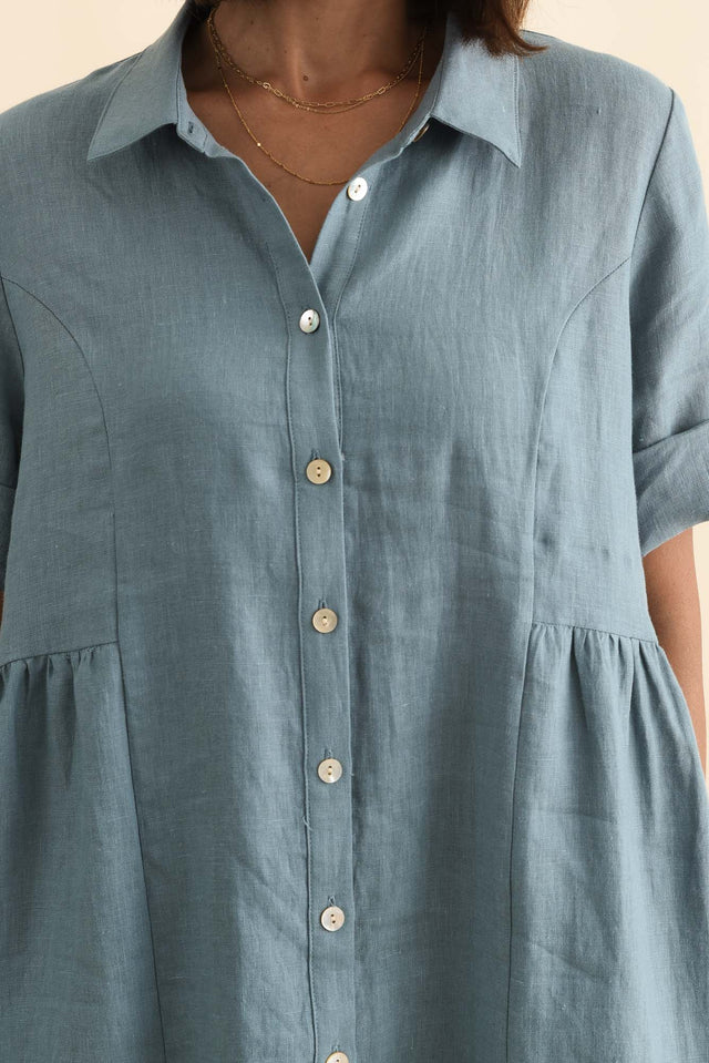 Katy Steel Linen Pocket Dress,Brunette model,alt text|model:Cara image 6
