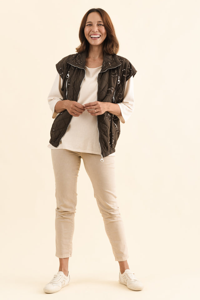 Kaylani Chocolate Sequin Quilted Vest banner image