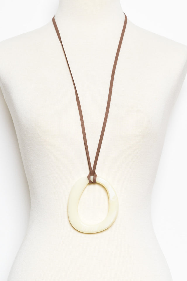 Kaylene Cream Resin Circle Necklace