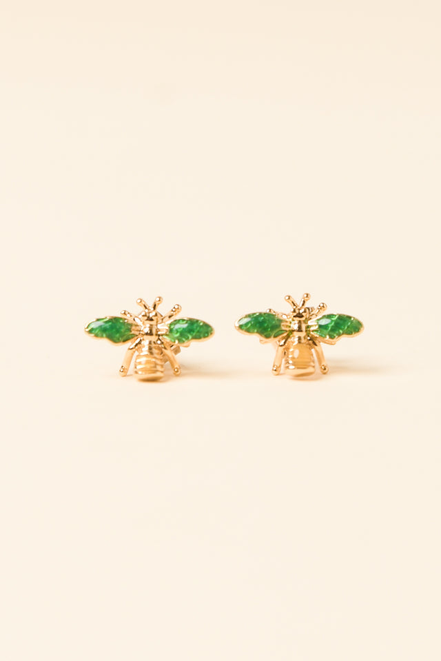 Kaylin Emerald Bee Stud Earrings