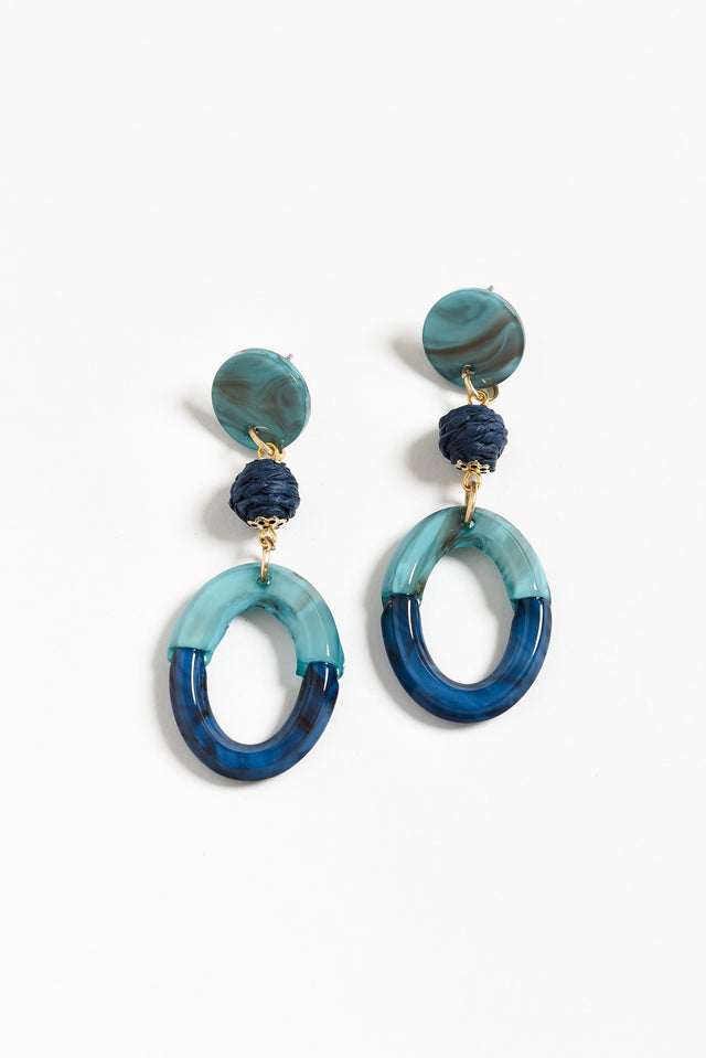 Kazimira Blue Oval Drop Earrings image 1
