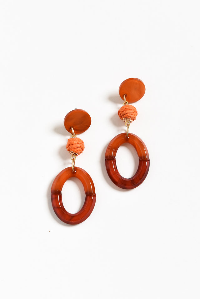 Kazimira Orange Oval Drop Earrings image 1