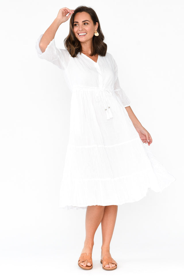 Kenley White Crinkle Cotton Dress thumbnail 2