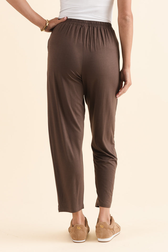 Kennedy Chocolate Stretch Pocket Pants,Back,Brunette model,alt text|model:Brontie image 4